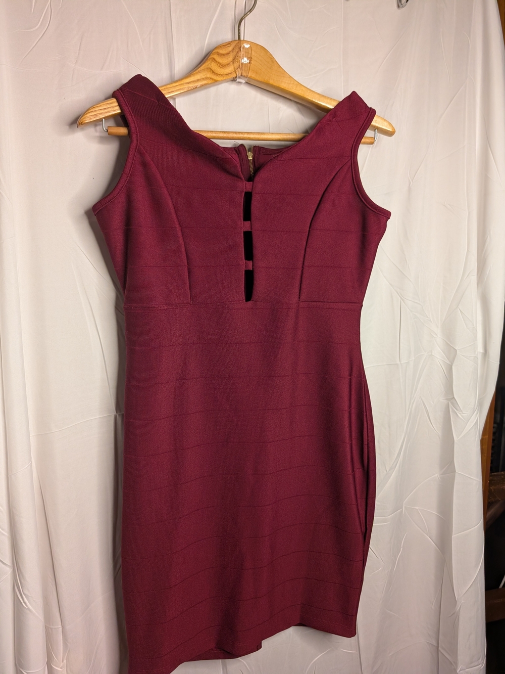 Love J Burgundy Wine Bandage Bodycon Cutout Mini Dress Large